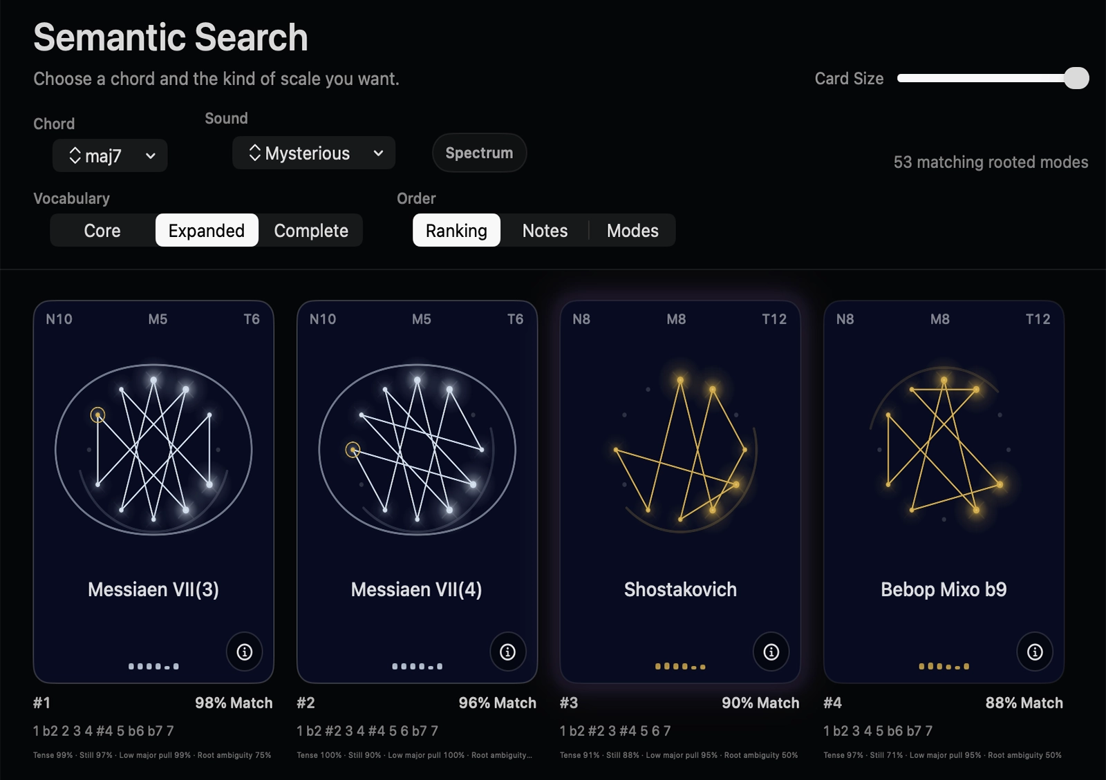 Fantastic Scales Character Search interface