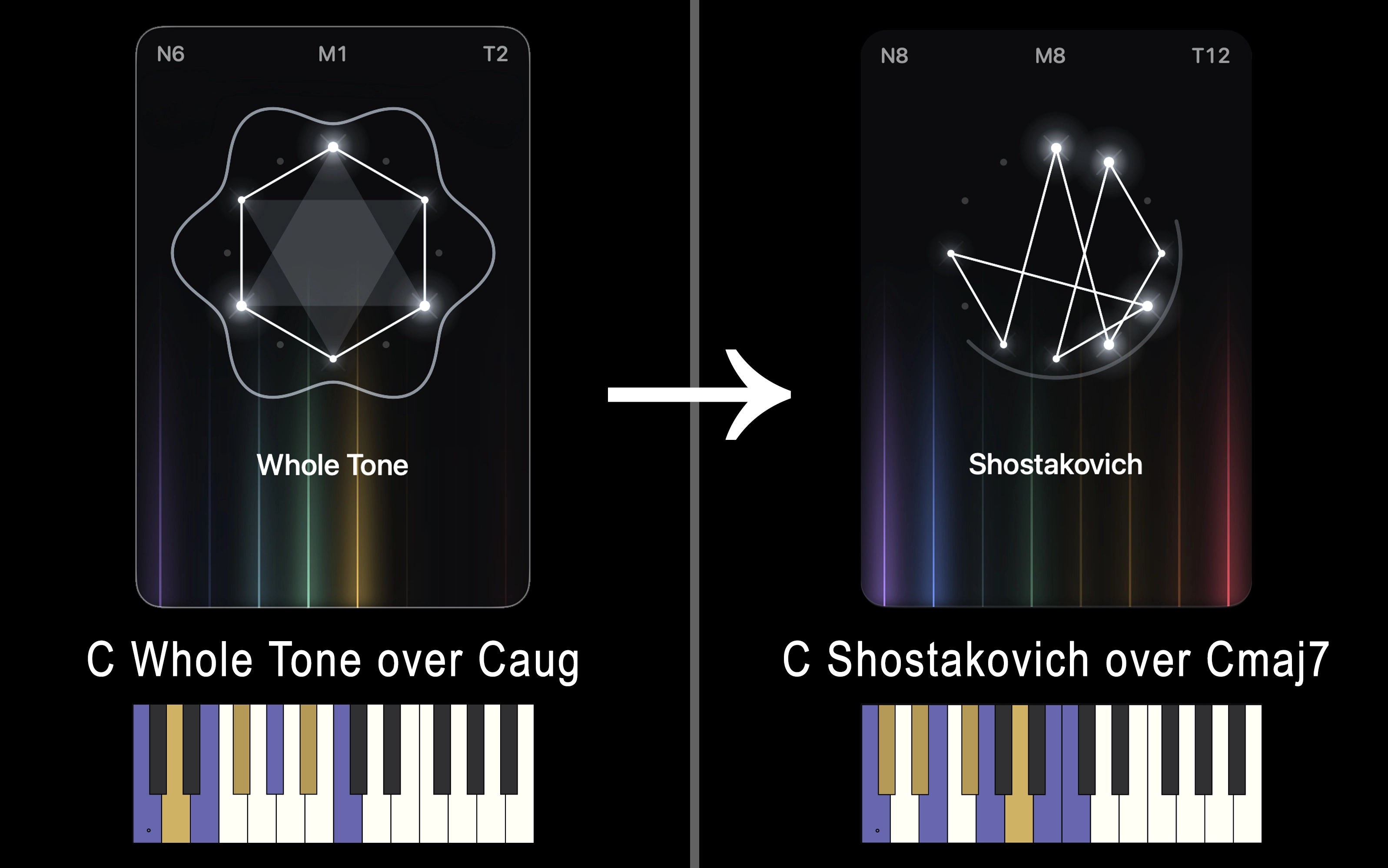 Fantastic Scales composer workflow from Whole Tone to Shostakovich scale