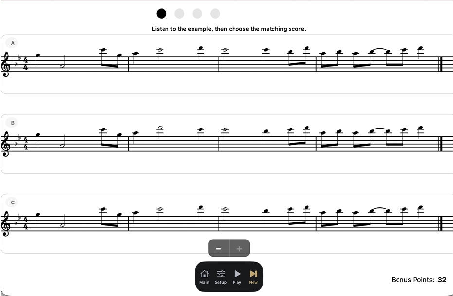 Practice Dictation with three written score choices